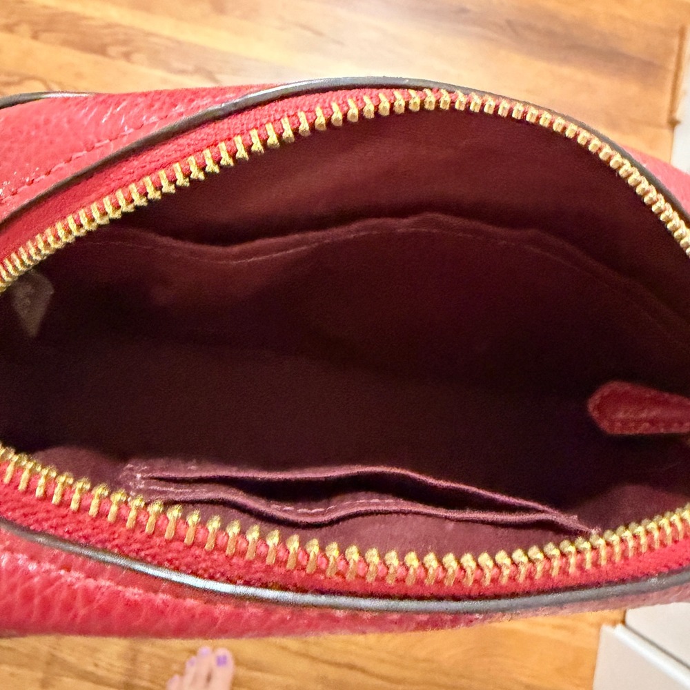 Coach Red Pebbled Leather Mini Camera Crossbody Bag Gold Logo 87734 Excellent! - Picture 9 of 9